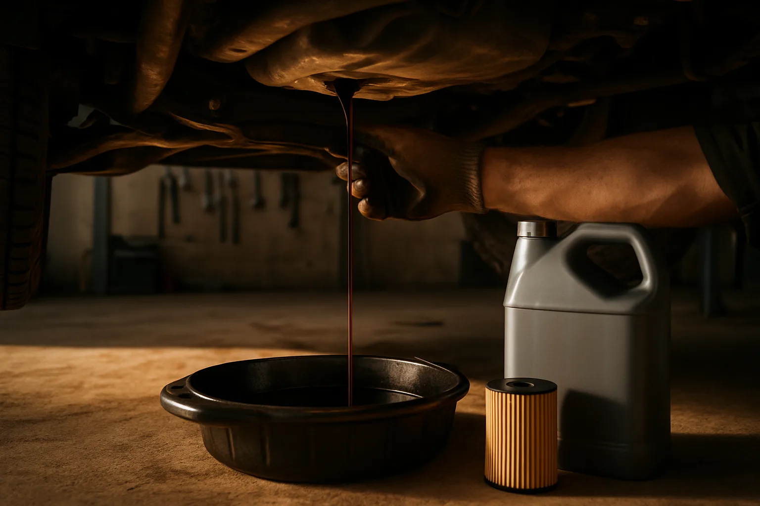 Oil maintenance service in progress